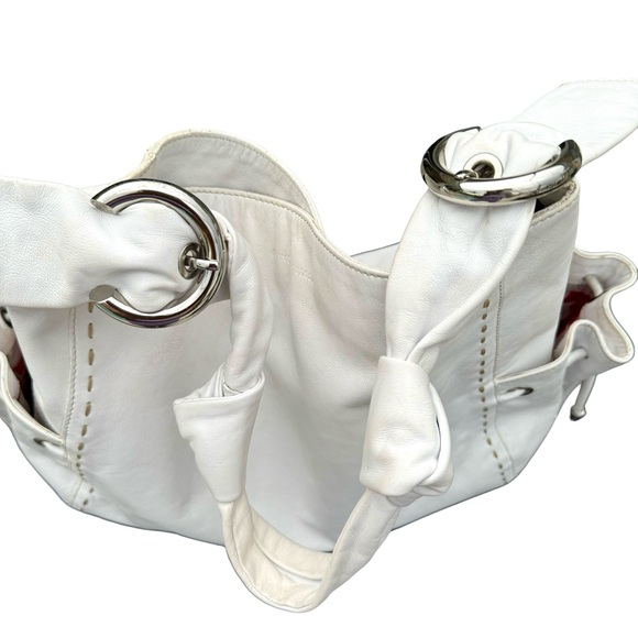 Francesco Biasia Large White Leather Hobo Bag Italian Shoulder Bag Womens - Picture 13 of 17